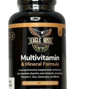 Eagle Boss Multivitamin and Mineral Formula, UK-Made, 90 Capsules, 3 Month Supply, 25 Vitamims and Minerals with B Complex, Zinc, Iron, Selenium, Lodine, biotine- for Men & Women